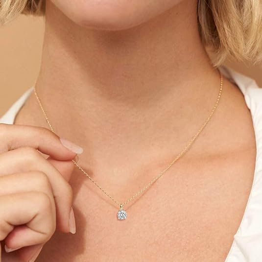 1/20 Carat - 3/4 Carat | 14K White, Yellow Or Rose Gold | Natural Solitaire Diamond Pendant Necklace