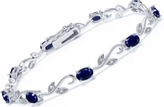 Elevate Your Style with Elegance: Gem Stone King’s 925 Sterling Silver Blue Sapphire and White Diamond Greek Vine Tennis Bracelet