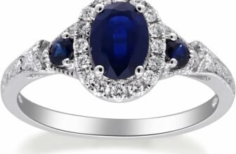 Elegance Redefined: Unveiling the Gin & Grace 14K White Gold Genuine Blue Sapphire Ring with Diamonds