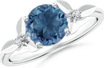ANGARA Natural London Blue Topaz Solitaire Ring for Women