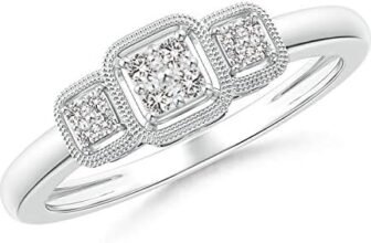 Celebrate Elegance: Angara Natural Diamond Art Deco Engagement Ring in 14K White Gold