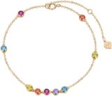 14K Gold Gemstone Chakra Anklet for Women Girls with Colorful Cubic Zirconia