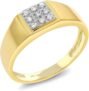 Gem Stone King Men’s Solid 10k Yellow Gold Natural White Diamond Wedding Anniversary Ring