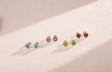 FANCIME 14k Solid Yellow Gold Stud Earrings Gemstone