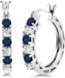 Elegance Redefined: Introducing Gem Stone King’s 925 Sterling Silver Blue Sapphire and Lab-Grown Diamond Hoop Earrings