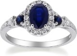Elegance Redefined: Unveiling the Gin & Grace 14K White Gold Genuine Blue Sapphire Ring with Diamonds