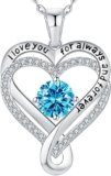 Jewelry for Women Wife Infinity Heart Birthstone I Love You Necklace for Women