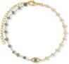KARMA AND LUCK – Soothing Oasis – Women’s Genuine Opal Emerald Gemstones 18K Gold Plated Brass Evil Eye Charm Bracelet