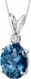 Captivate with Elegance: The Peora London Blue Topaz and Diamond Solitaire Pendant